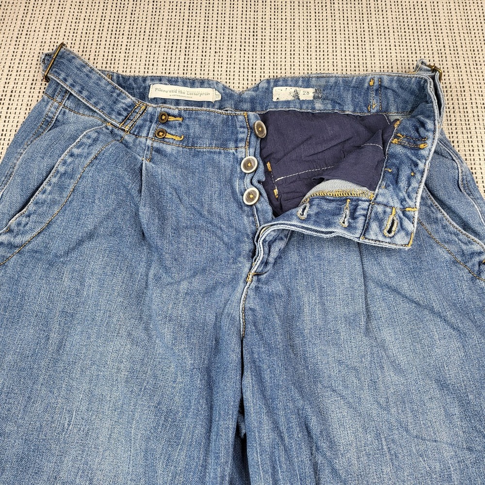 Pilcro And The Letterpress Jeans Womens 28 Blue High Rise Paperbag Crop Denim